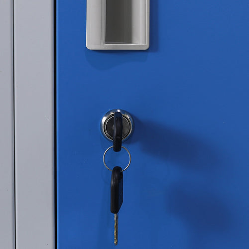 12-Door Locker – Grey with Blue Door with Standard Lock with 2 Keys | Secure Storage for Office, Gym or School Use