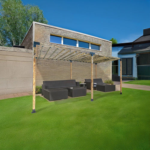 Roof Pergola Gazebo Shed Matte Black Steel Double with Top Rafters Brackets DIY Kits