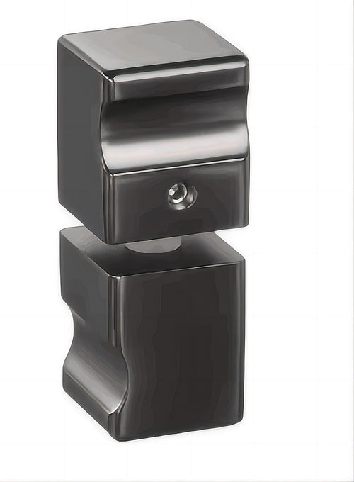 120x90cm Corner Frameless Shower Screen – Gunmetal Wall & Floor Channel with Brass Hinges & Square Knob Handle