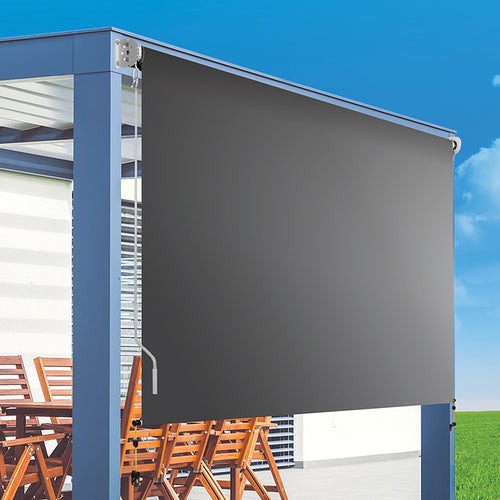 Retractable Straight Drop Awning Screen - Grey - 2.1x2.5m 