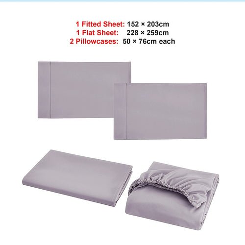 Queen Bed Sheet Set – 1800 Series Microfiber, Deep Pocket, Soft & Breathable, Grey
