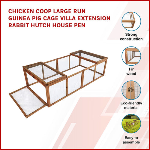 Large Chicken Coop & Run – Outdoor Rabbit Hutch, Guinea Pig Cage and Pet House