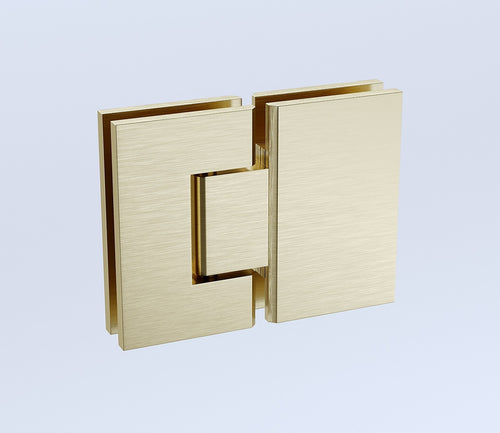 100x100cm Corner Frameless Shower Screen with Gold Wall F-Brackets and SS Hinges, Square Double Pull Handle