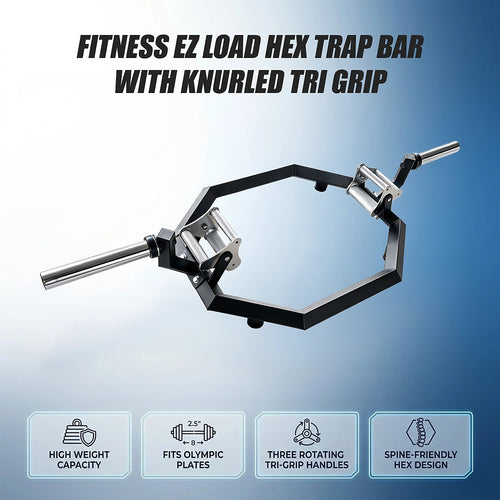 Fitness EZ Load Hex Trap Bar with Knurled Tri Grip Handles