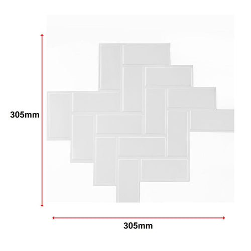 Tiles 3D Peel and Stick Wall Tile Herringbone White 10 Sheets