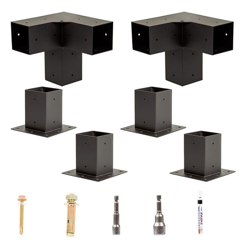 DIY Pergola Kit – Single Wall Mount with Black Screen Set with Brackets