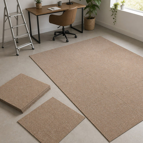 5m² Beige Carpet Tiles Set – Commercial & Home Flooring for Office, Retail & Living Areas