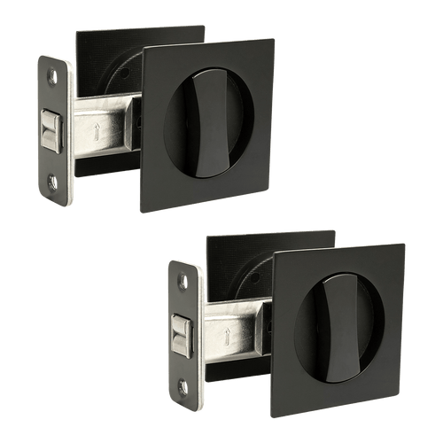 2x Contemporary Entry Square Pocket Door Hardware with Key