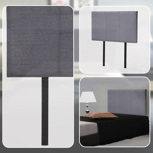 Single Grey Linen Fabric Bed Headboard Bedhead