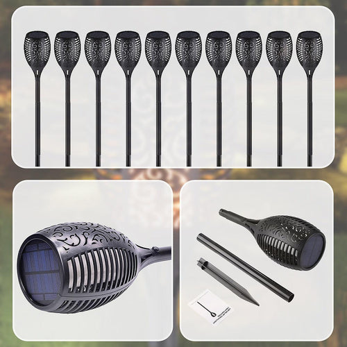 10 Pack Solar Torch Lights 96 LED Flickering Lighting Dancing Flame Garden Lamp