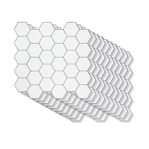 Tiles 3D Peel and Stick Wall Tile Hexagon White 10 Sheets