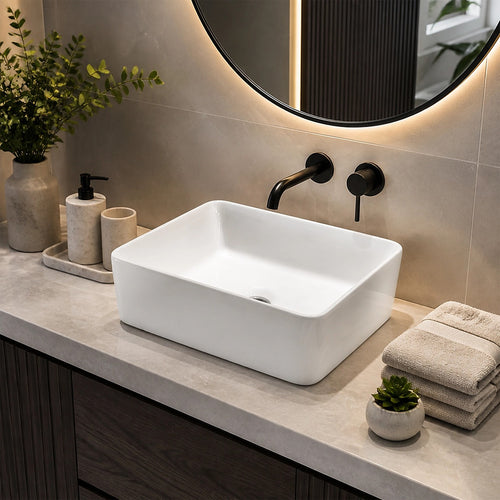 Ceramic Above Counter Bathroom Basin White 48cm