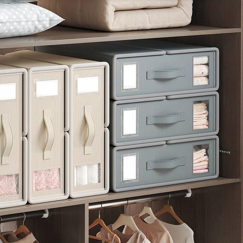 Foldable Fabric Storage Bins 4pc Set with Handles – Space-Saving Organisers for Bedroom & Laundry