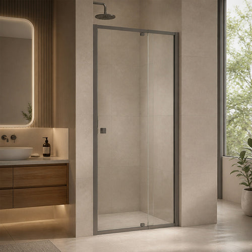 Semi-Frameless Shower Screen – Gunmetal, Front: (82~90)x195cm, No Side Return