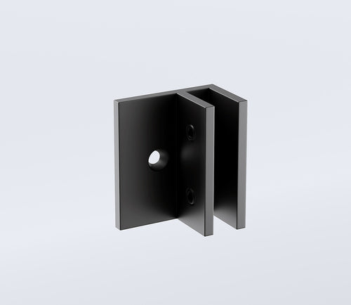 Frameless Shower Screen 110 x 210cm | Curved Glass, Black Wall + Floor F-Bracket