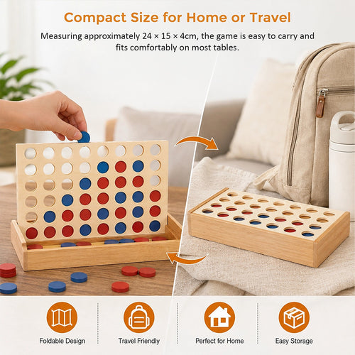 Wooden 4 in a Row Game Classic Family Board Game