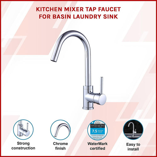 Kitchen Mixer Tap Faucet for Basin Laundry Sink in Chrome