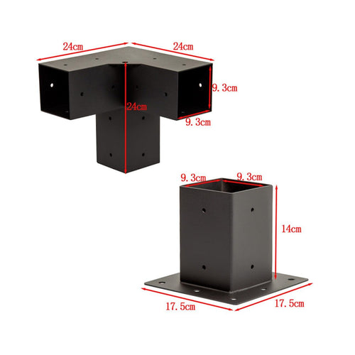Roof Pergola Gazebo Shed Matte Black Steel Double Wall with Top Rafters Brackets DIY Kits