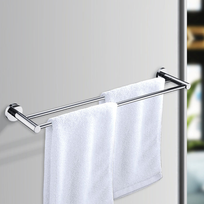 Double Classic Chrome Towel Bar Rail Bathroom