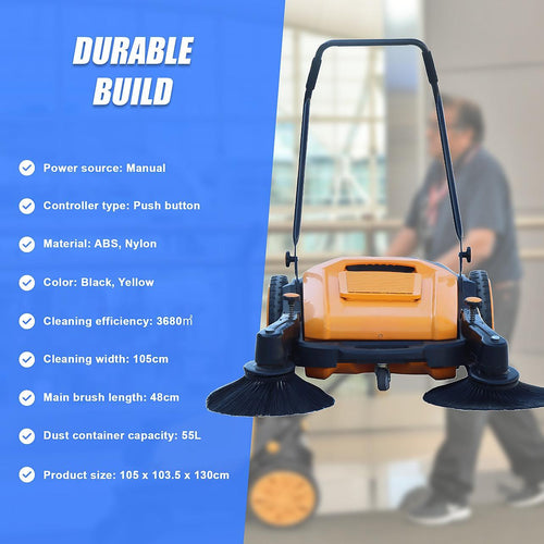 55L Floor Sweeper Industrial Hand Push Outdoor Manual