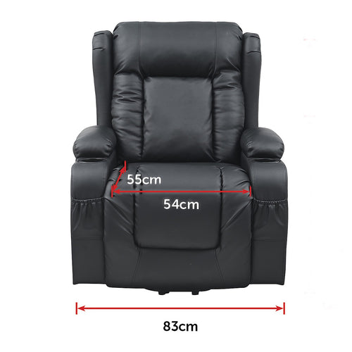 Electric Lift Recliner Chair – Heated Massage PU Leather Armchair with USB