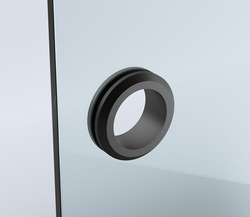 90x70cm Corner Frameless Shower Screen – Black Wall & Floor Channel with Brass Hinges for Elegant Bathrooms