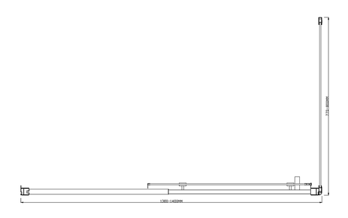 Adjustable 1400x800mm Single Door Sliding Glass Shower Screen with Shower Handle Style 1 - Black