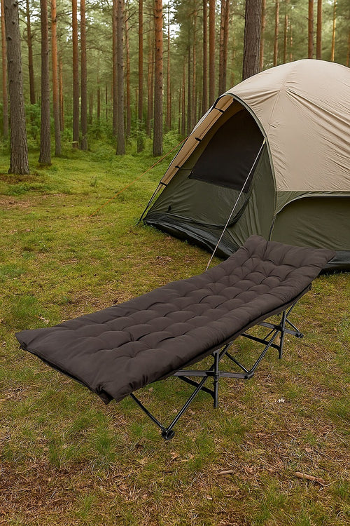 Camping Bed Elevated Cot with Mattress – Foldable Outdoor Sleeping Bed for Adults