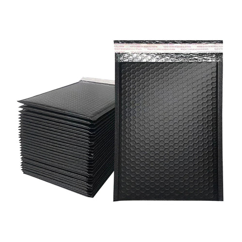 100 Pack Black Poly Bubble Mailers 18x23cm Padded Shipping Envelopes for Secure Parcel Delivery