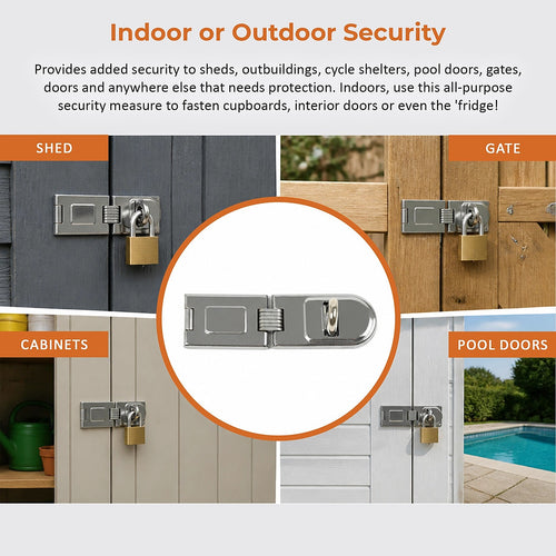 Security Lock Hardened Steel Fixed Staple Hasp 6-1/4 in. L