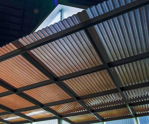 8mm PVC Corrugated Roofing Sheets Tinted Bronze UV Roof 836x2000mm Bulk 10 Pack