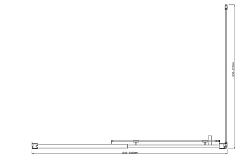 Adjustable 1300x920mm Single Door Sliding Glass Shower Screen with Shower Handle Style 2 - Black