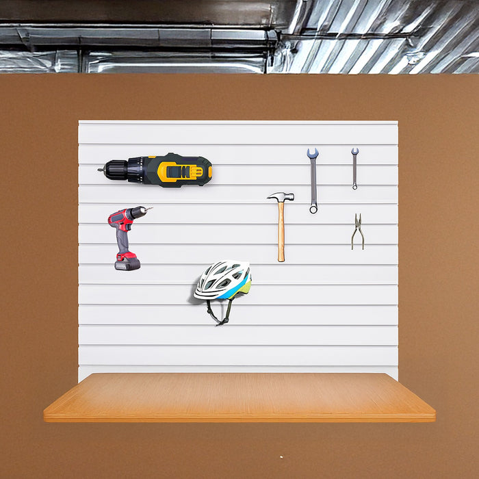 Slatwall Storage Pack for Retail Display Garage Storage - White PVC Panels