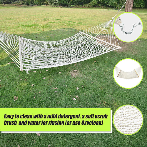 4m Traditional Cotton Rope Hammock with Hanging Hardware