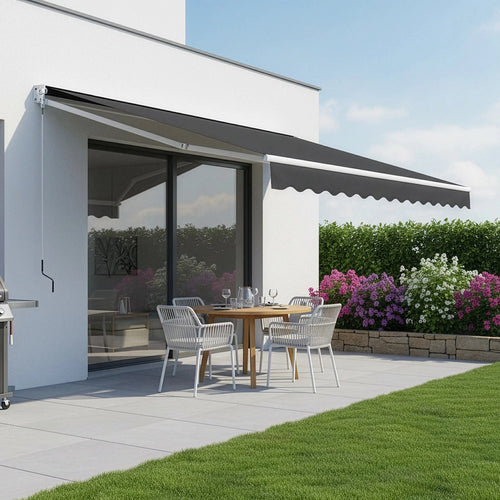 Outdoor Awning Grey - 3x2.5m Retractable Sunshade