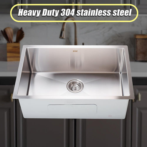 700x450mm Stainless Steel Handmade 1.5mm Sink with Waste in Stainless Steel with brushed finish Finish