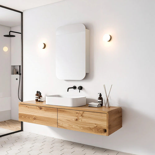 Rectangle Wall Hung Bathroom Mirror Shaving Cabinet Vanity Matte White