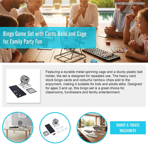 Bingo Game Set with Cards, Balls and Cage for Family Party Fun
