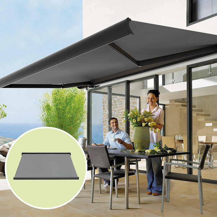5.5x3m Motorised Retractable Awning Full Cassette Heavy Duty in Grey
