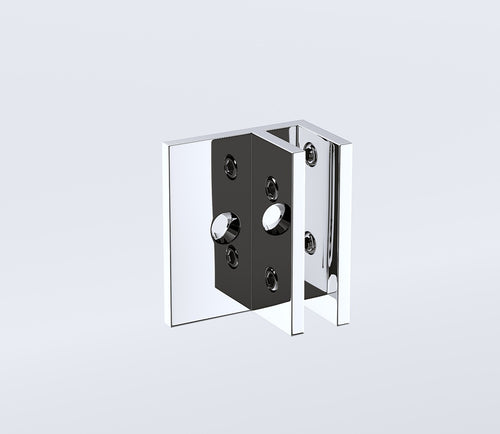 110x100cm Corner Frameless Shower Screen with Chrome Wall & Floor F-Brackets and SS Hinges, Round Knob Handle