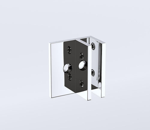 120x100cm Corner Frameless Shower Screen with Chrome Brackets and Brass Hinges, Square Double Pull Handle