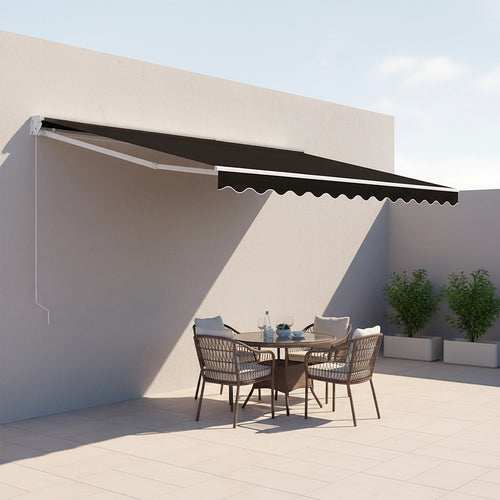 Outdoor Awning Black - 5x2.5m Retractable Sunshade