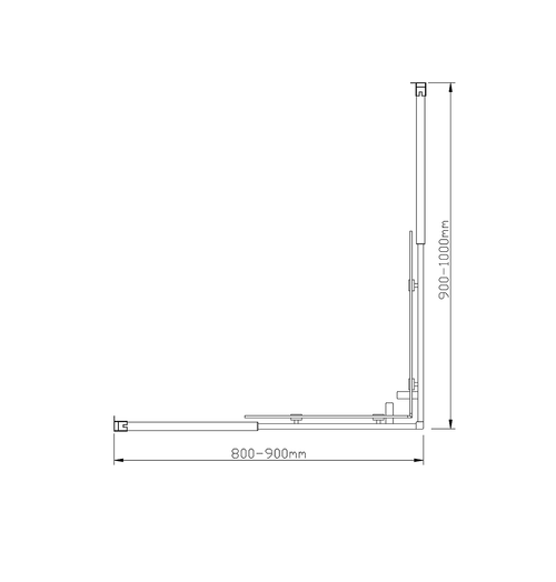 Adjustable 900x1000mm Sliding Door Glass Shower Screen with Shower Handle Style 2 - Chrome
