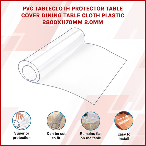 PVC Tablecloth Protector Table Cover Dining Table Cloth Plastic 2800x1170mm 2.0mm