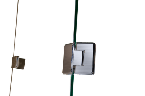 Frameless 10mm Glass Shower Screen 100 x 70cm Nickel Hinges/Brackets and Round Handle