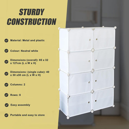 White Cube DIY Shoe Cabinet Rack Storage Portable Stackable Organiser Stand 