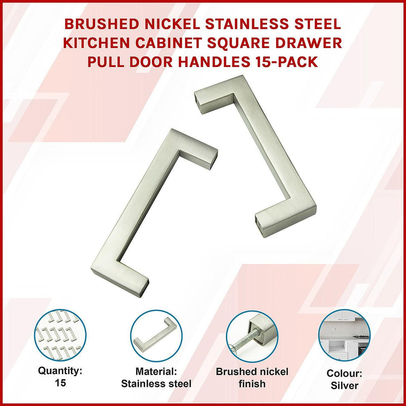 Brushed Nickel Stainless Steel Kitchen Cabinet Square Drawer Pull Door ...