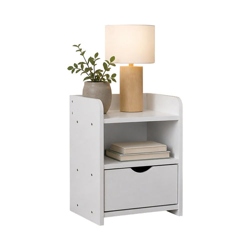 White Bedside Table with Drawer