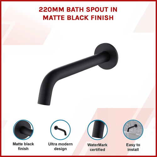 220mm Bath Spout in Black Finish