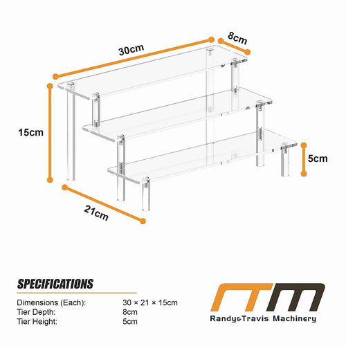 2 Pack 3-Tier Acrylic Display Risers for Perfumes, Collectibles, Cupcakes & Retail Displays